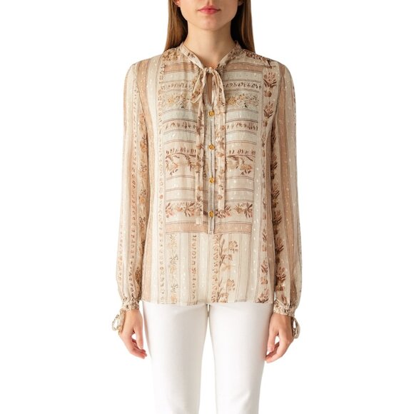 Etro Floral Tuxedo Silk Top Sheer 46 - Picture 1 of 8